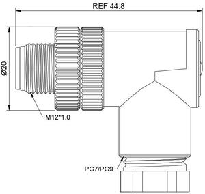 M12 field assembly,Angled,Male,Screw contact